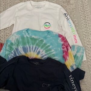 3 Vineyard Vines Kids Long Sleeve Tees Bundle